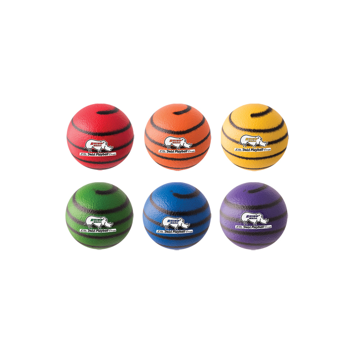 Champion Sports Rhino Skin Foam Ball, Medium Bounce - Set of 6 (Bright Color Swirl)