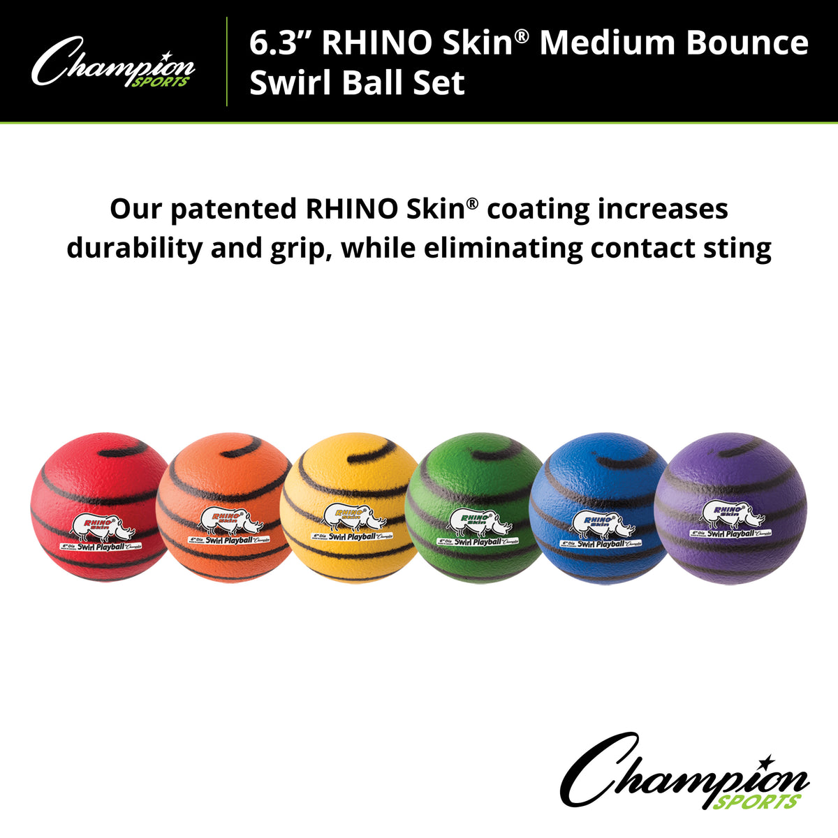 Champion Sports Rhino Skin Foam Ball, Medium Bounce