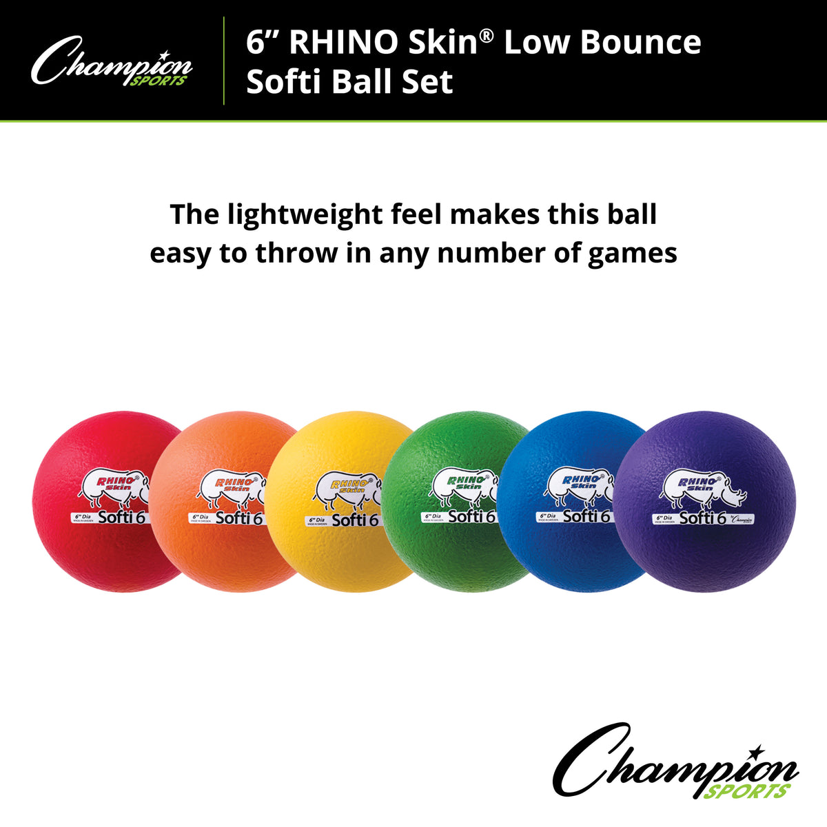 Champion Sports Rhino Skin 6" Low Bounce Softi Foam Ball