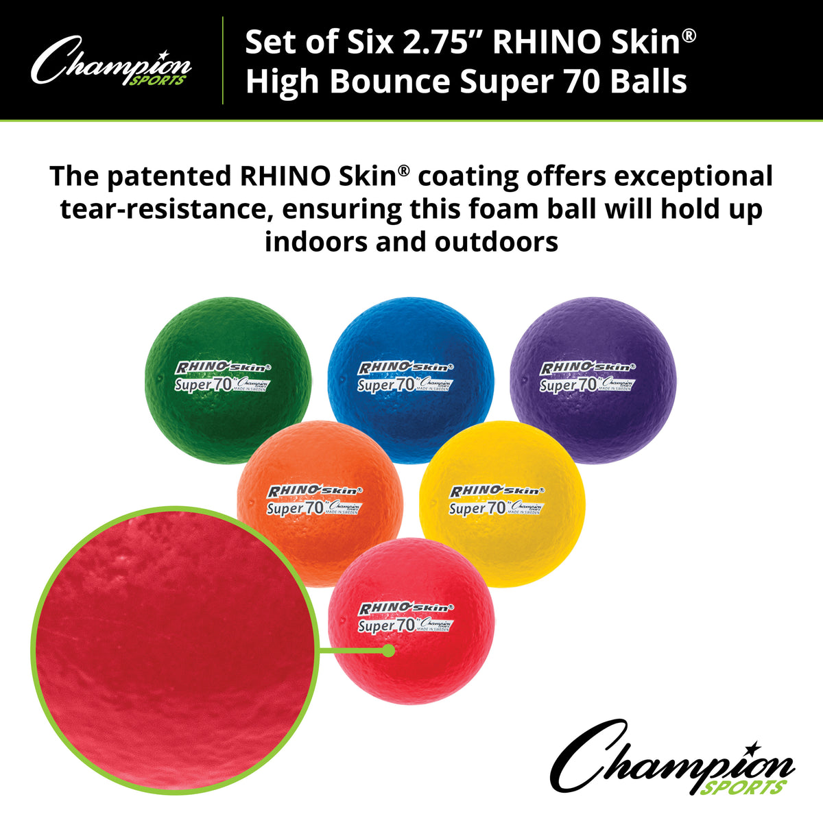 Champion Sports Rhino Skin 2.75" High Bounce Super 70 Foam Ball