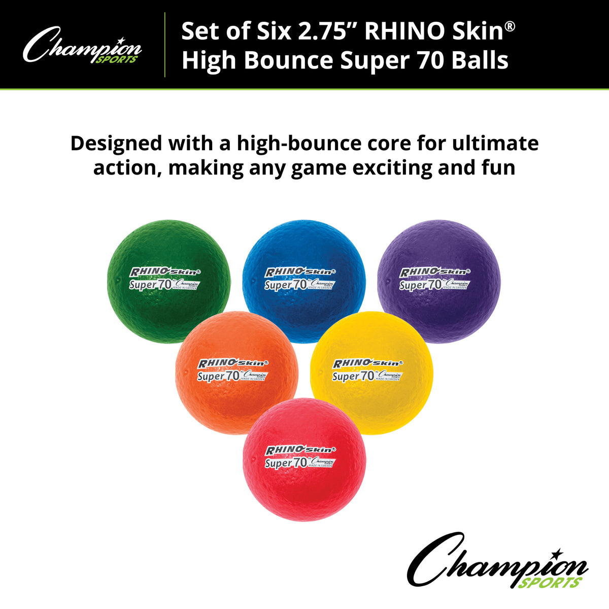 Champion Sports Rhino Skin 2.75" High Bounce Super 70 Foam Ball