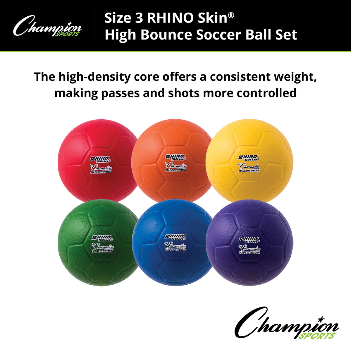 Champion Sports Rhino Skin High Bounce Soccer Ball Set