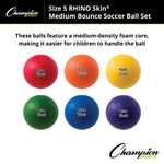 Champion Sports Rhino Skin Medium Bounce Size 5 Soccer Ball Set - Set of 6