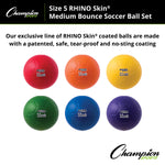 Champion Sports Rhino Skin Medium Bounce Size 5 Soccer Ball Set - Set of 6