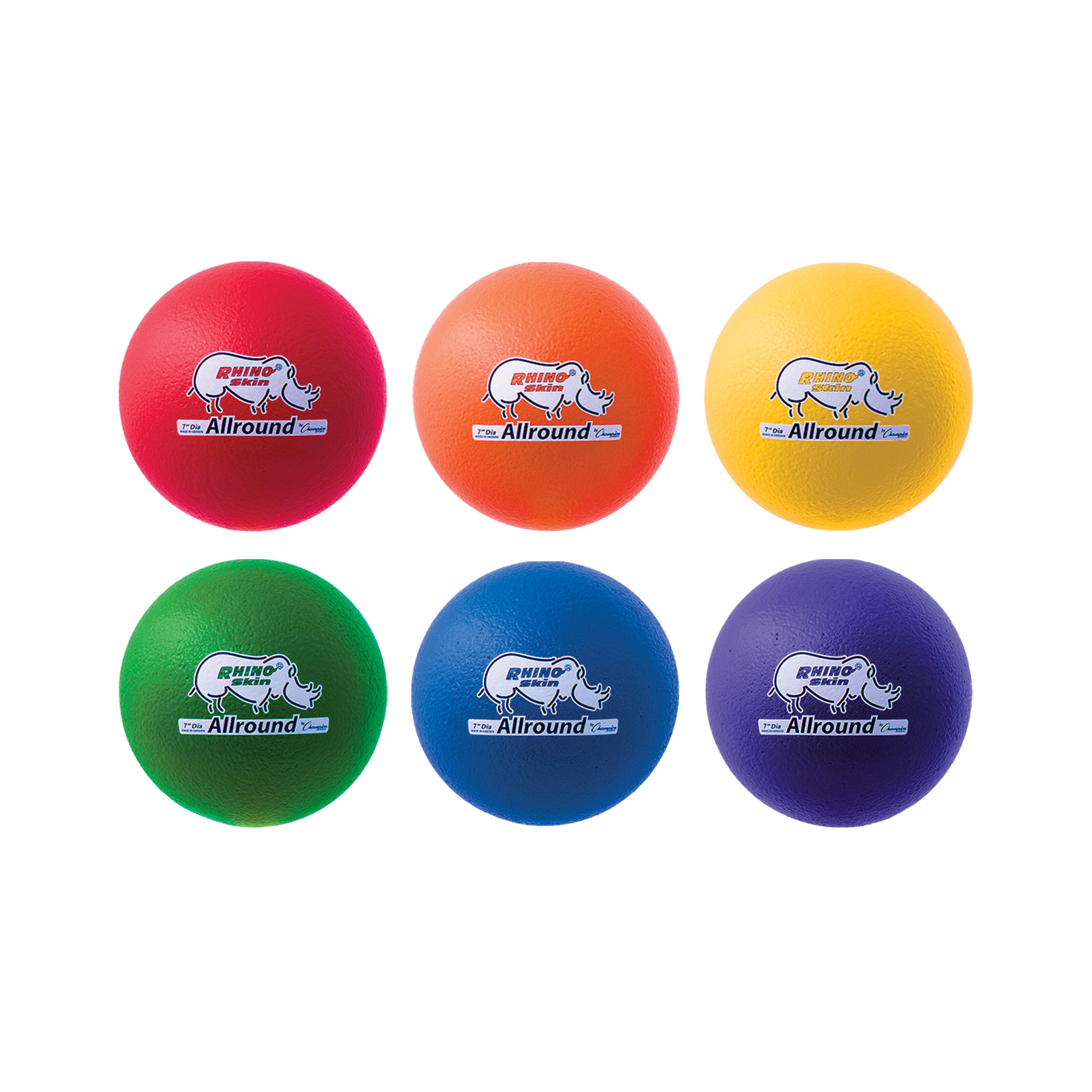 Champion Sports Rhino Skin 7" Medium Bounce Allround Foam Ball - Set of 6 (Assorted Colors)