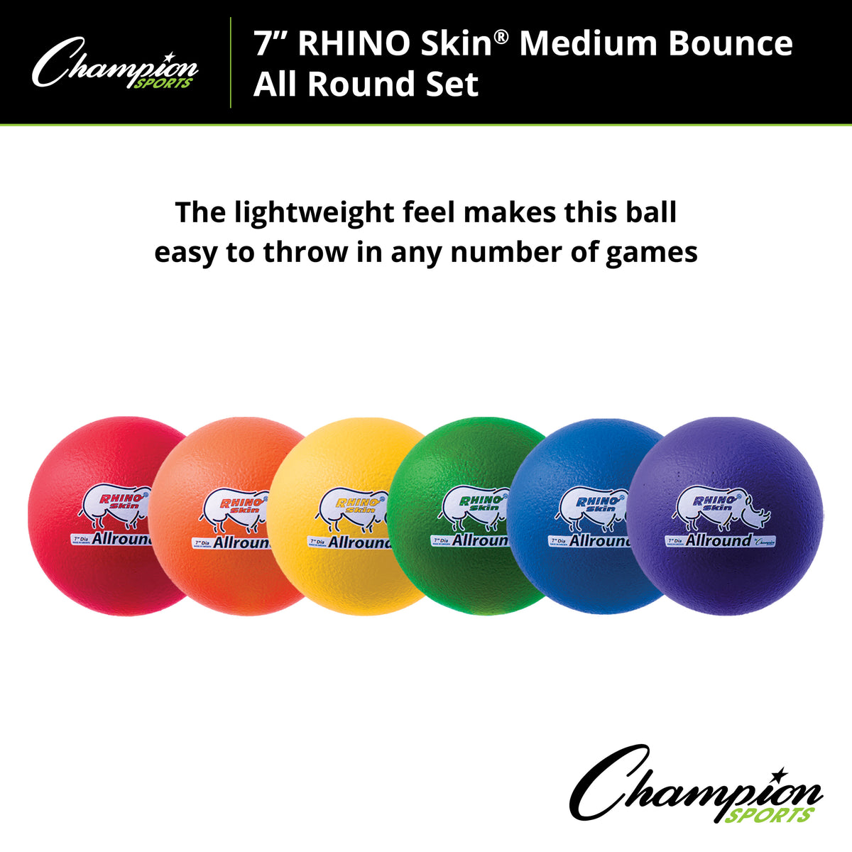 Champion Sports Rhino Skin 7" Medium Bounce Allround Foam Ball