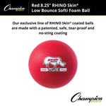 Champion Sports Rhino Skin 8.25" Low Bounce Softi Foam Ball, Red