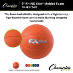 Champion Sports Rhino Skin 9" High Bounce Foam Basketball