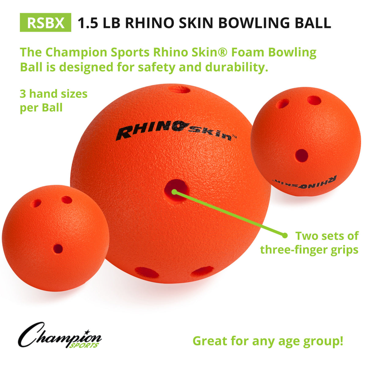 Champion Sports Rhino Skin 1.5 lb Foam Bowling Ball