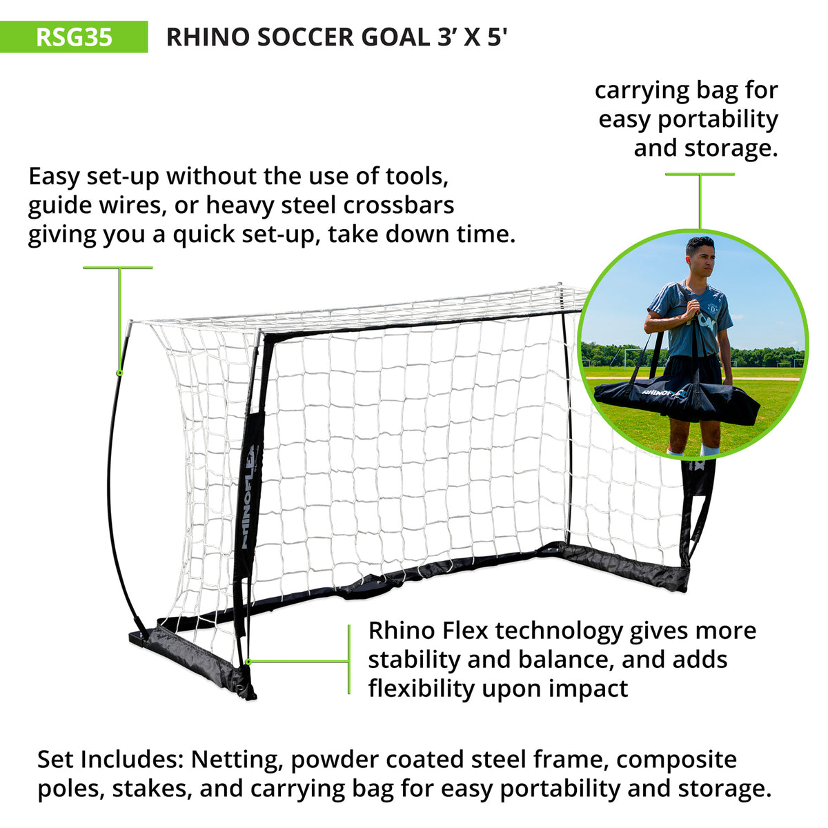 Champion Sports Rhino Flex Portable Soccer Goal