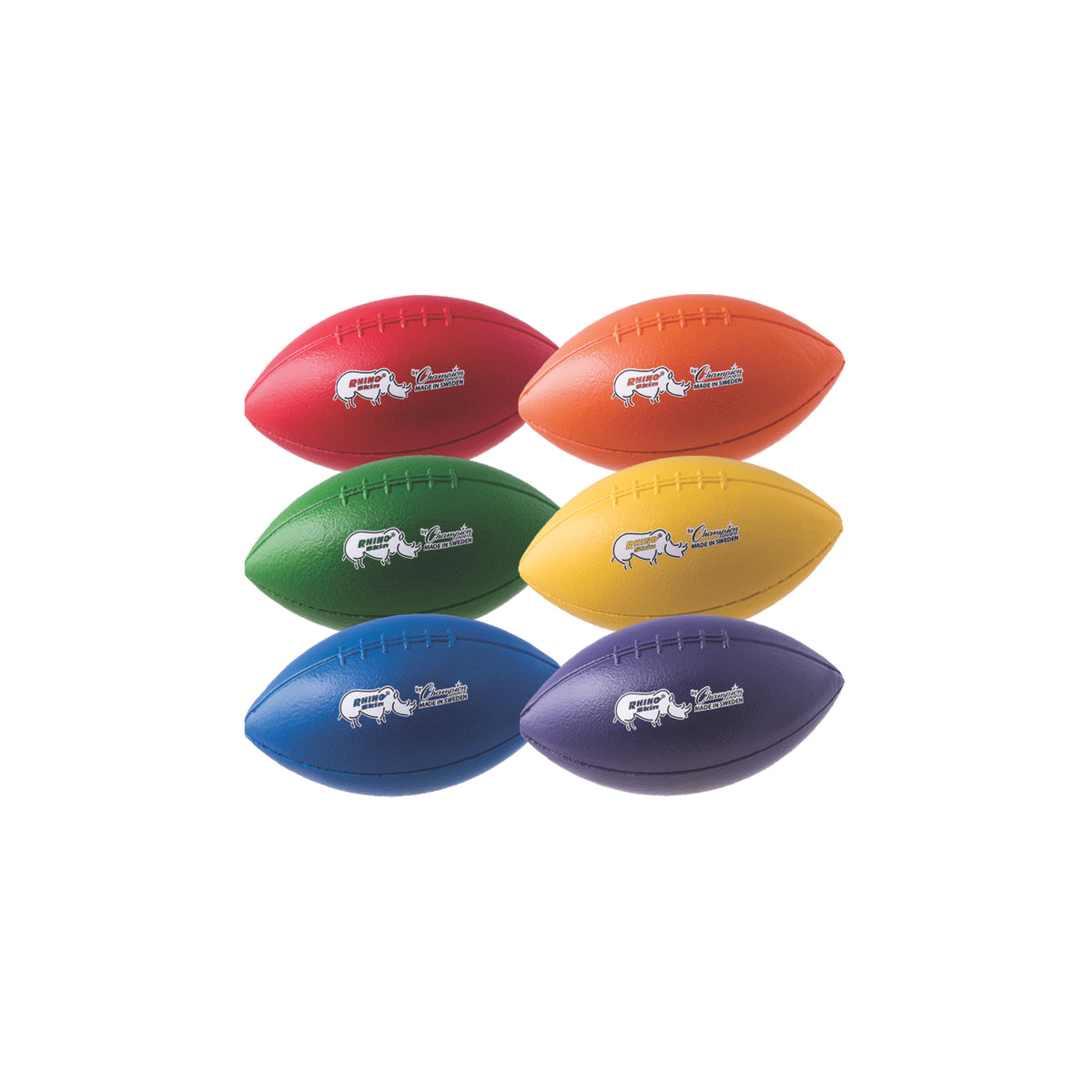 Champion Sports Rhino Skin Molded Foam Football - 8.5" / Set of 6 (Assorted Colors)