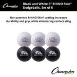 Champion Sports Rhino Skin 6" Low Bounce Dodgeball - Set of 6