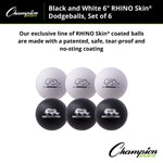 Champion Sports Rhino Skin 6" Low Bounce Dodgeball - Set of 6