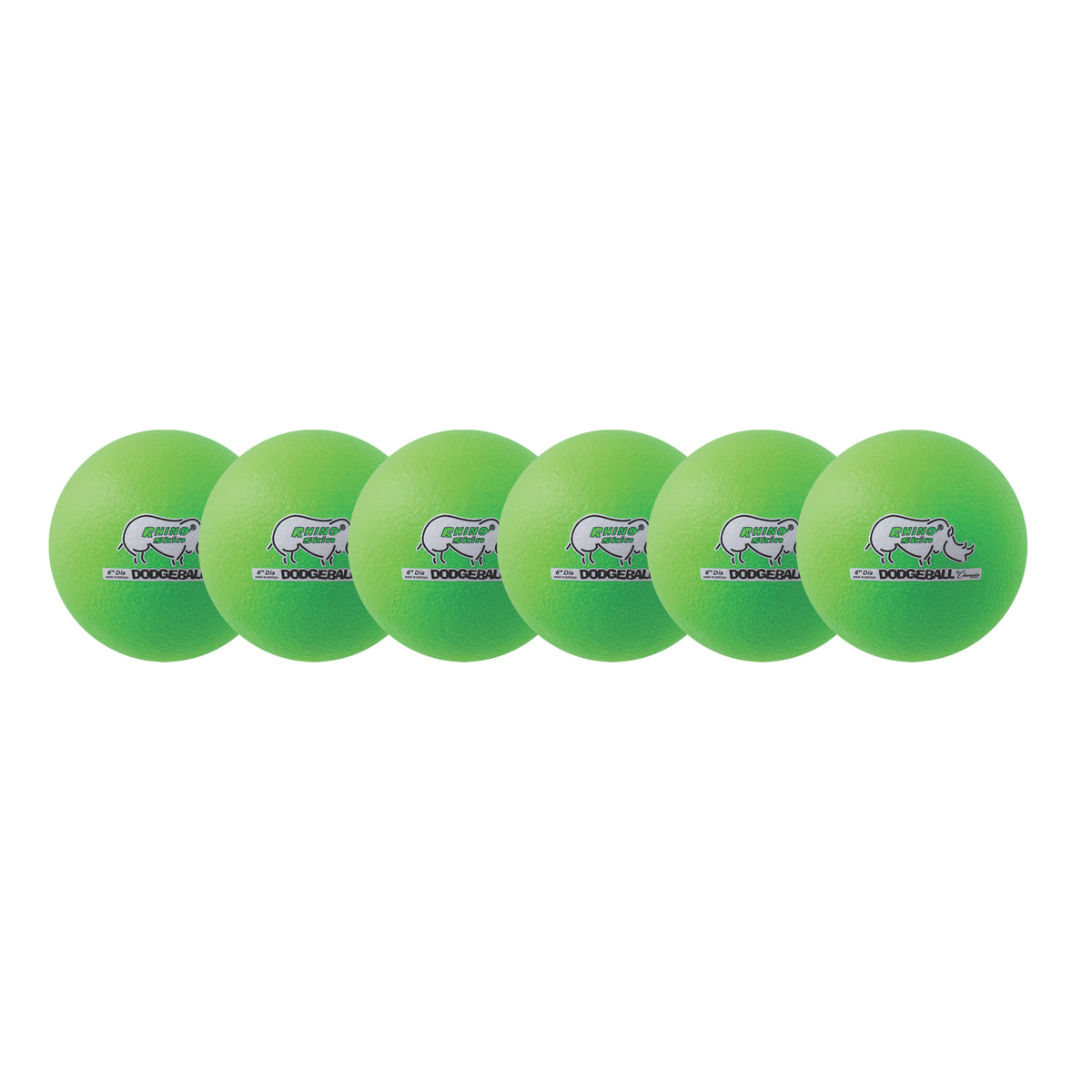 Champion Sports Rhino Skin 6" Low Bounce Dodgeball - Set of 6 - Neon Green