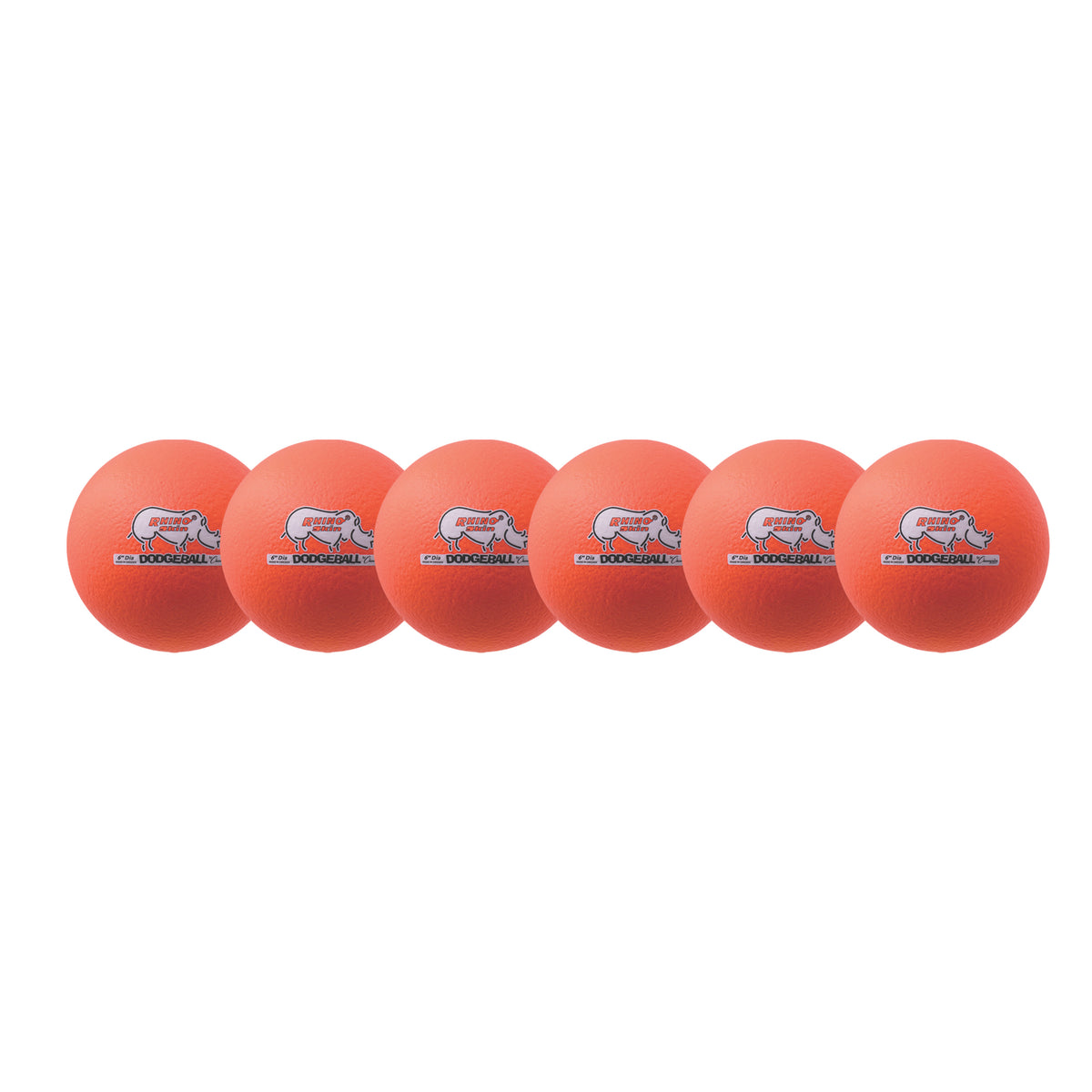 Champion Sports Rhino Skin 6" Low Bounce Dodgeball - Set of 6 - Neon Orange