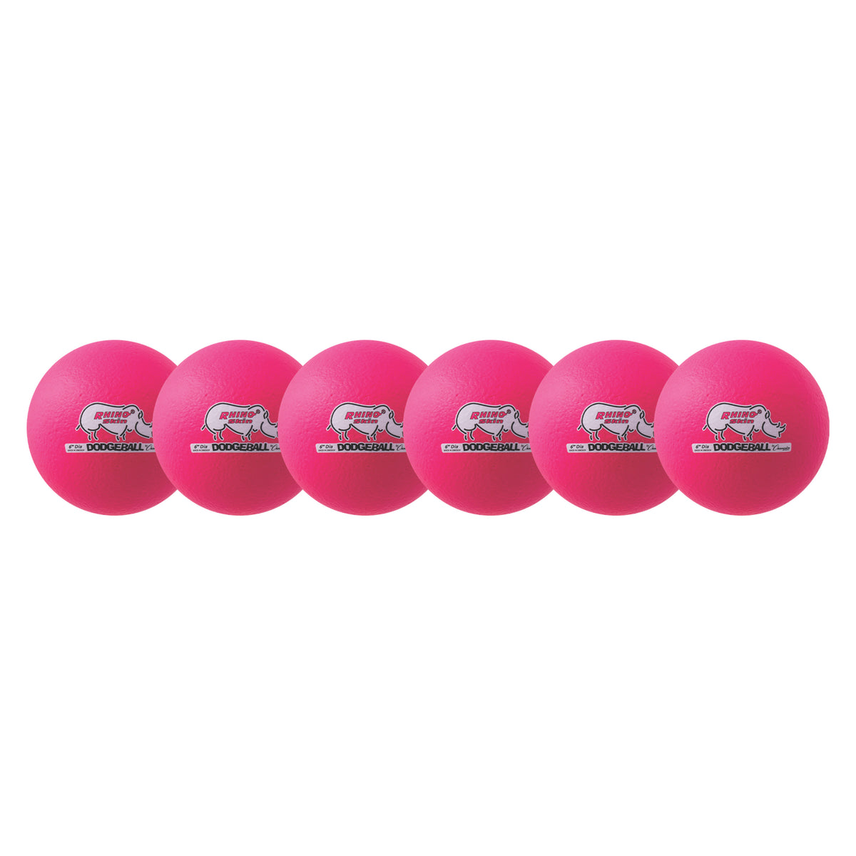 Champion Sports Rhino Skin 6" Low Bounce Dodgeball - Set of 6 - Neon Pink