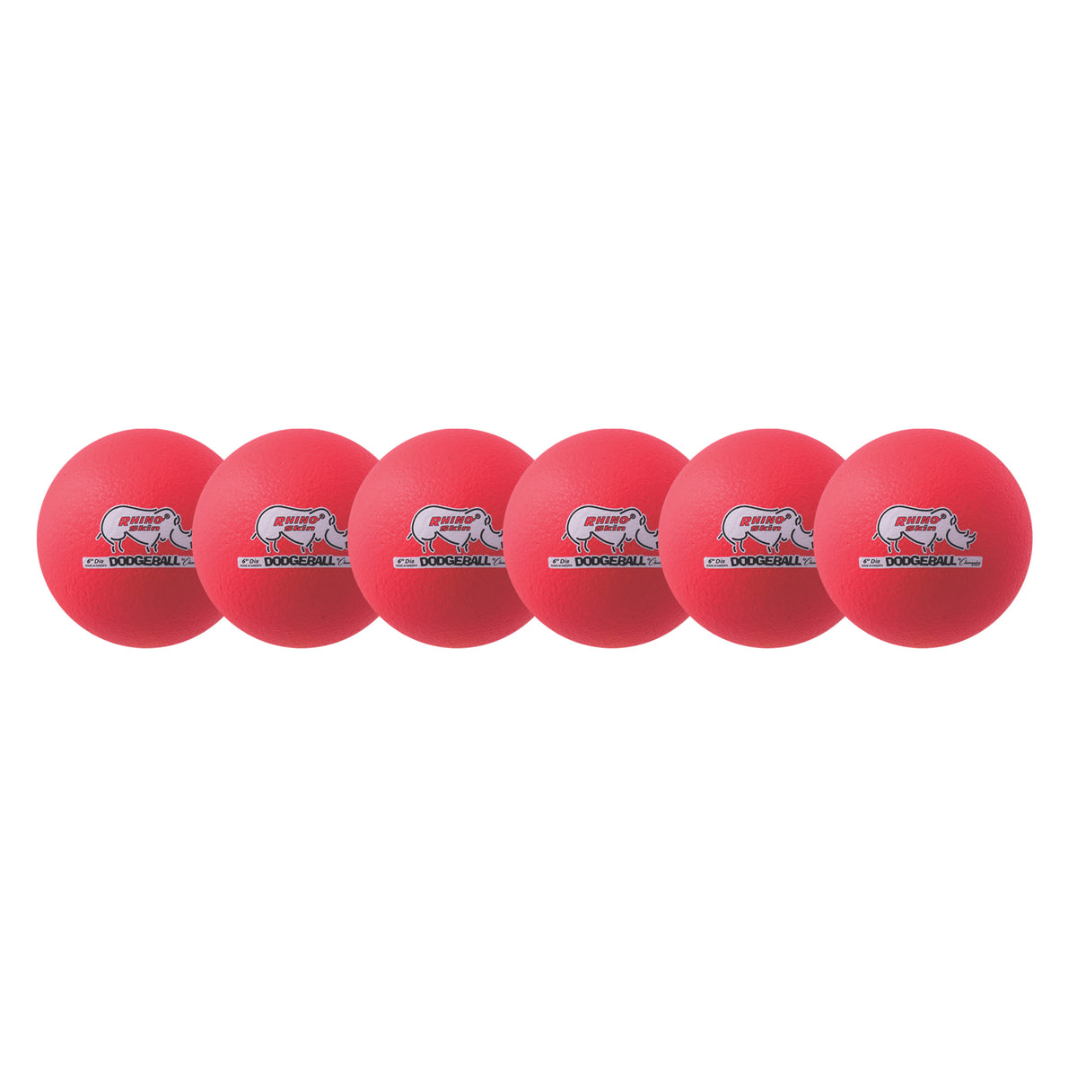 Champion Sports Rhino Skin 6" Low Bounce Dodgeball - Set of 6 - Neon Red