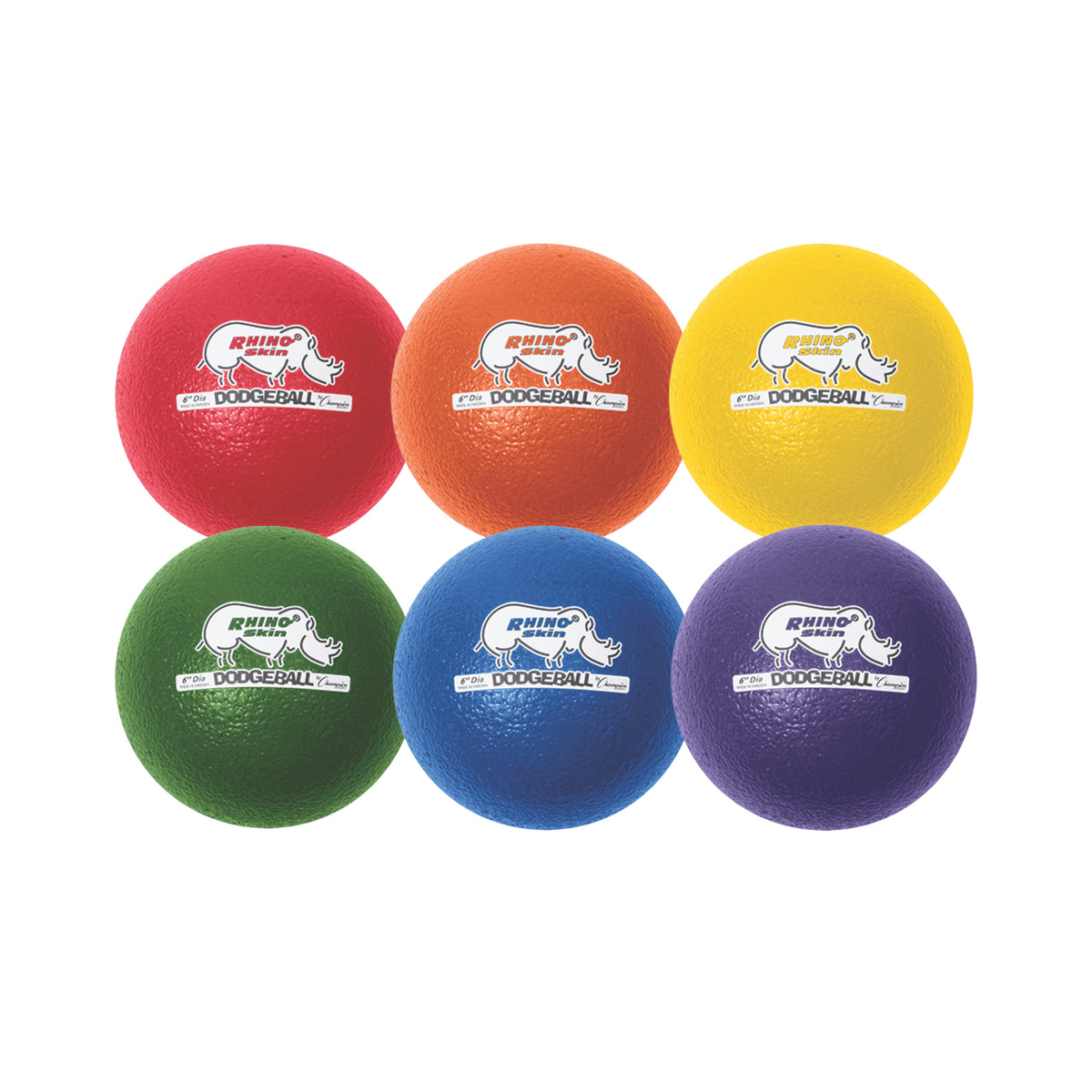 Champion Sports Rhino Skin 6" Low Bounce Dodgeball - Set of 6