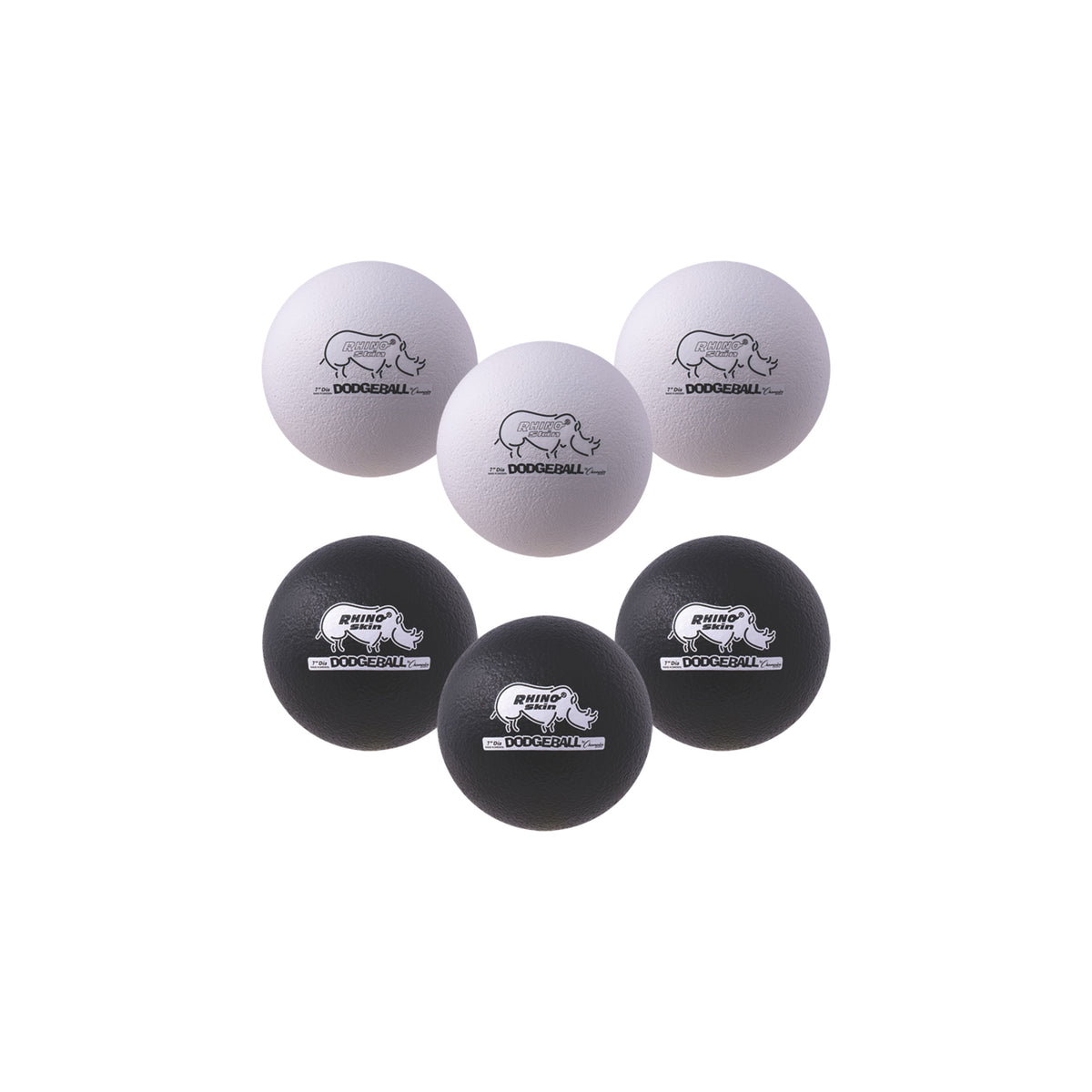Champion Sports Rhino Skin 7" Low Bounce Dodgeball - Set of 6 - Black/White (3 Each)