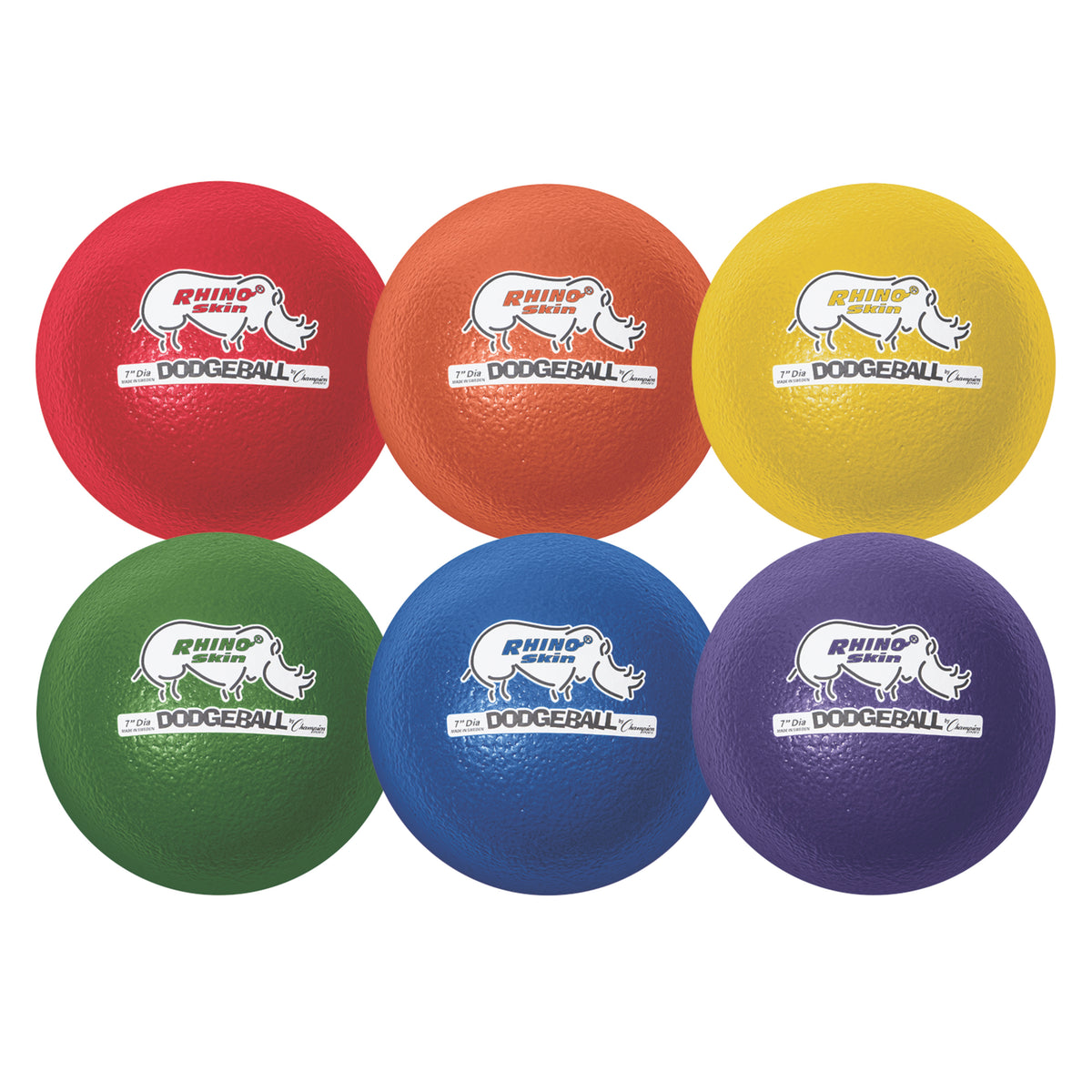 Champion Sports Rhino Skin 7" Low Bounce Dodgeball - Set of 6