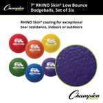 Champion Sports Rhino Skin 7" Low Bounce Dodgeball - Set of 6