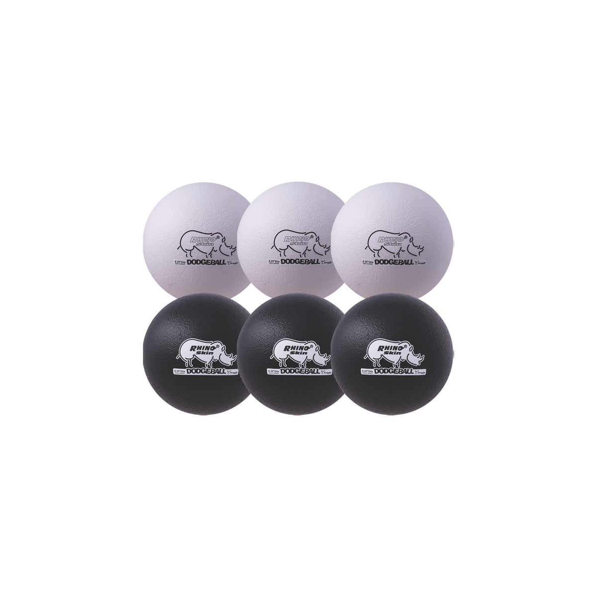 Champion Sports Rhino Skin 8" Low Bounce Dodgeball - Set of 6 - Black/White (3 Each)