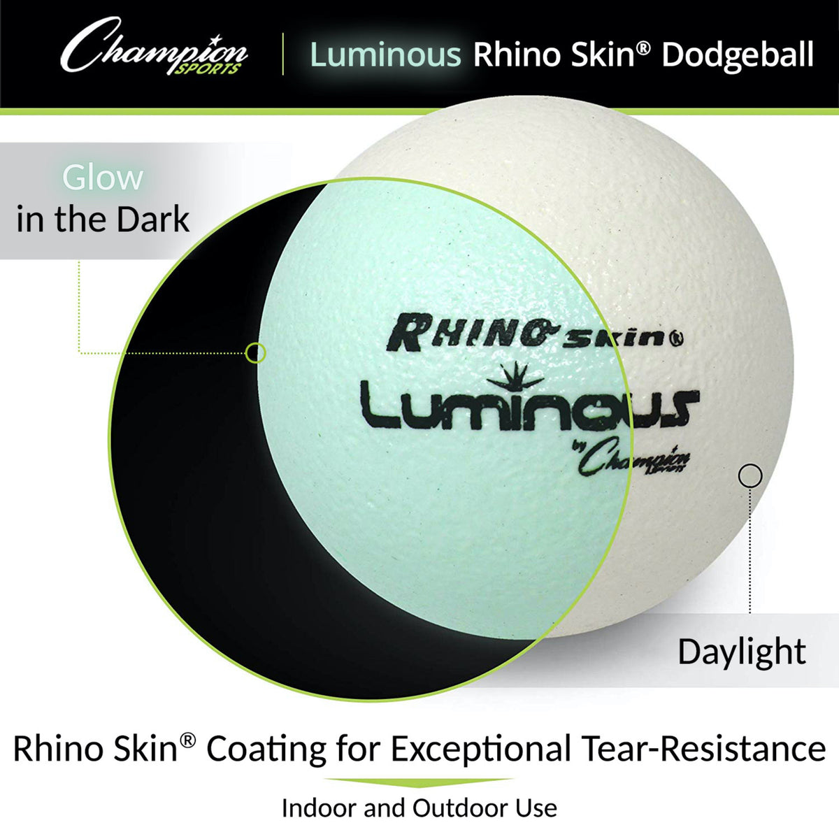 Champion Sports Rhino Skin Luminous Dodgeball Set - Set of 6