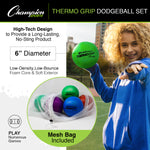 Champion Sports Rhino Skin Thermo Grip Dodgeball Set - Set of 6