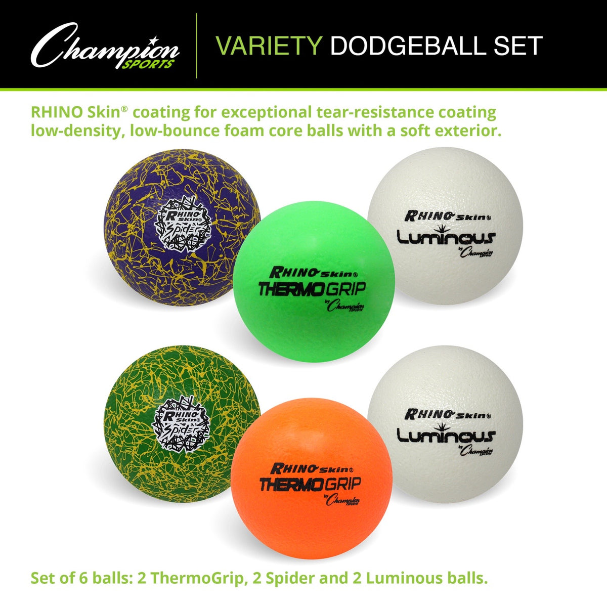 Champion Sports Rhino Skin Variety Dodgeball Set - Set of 6