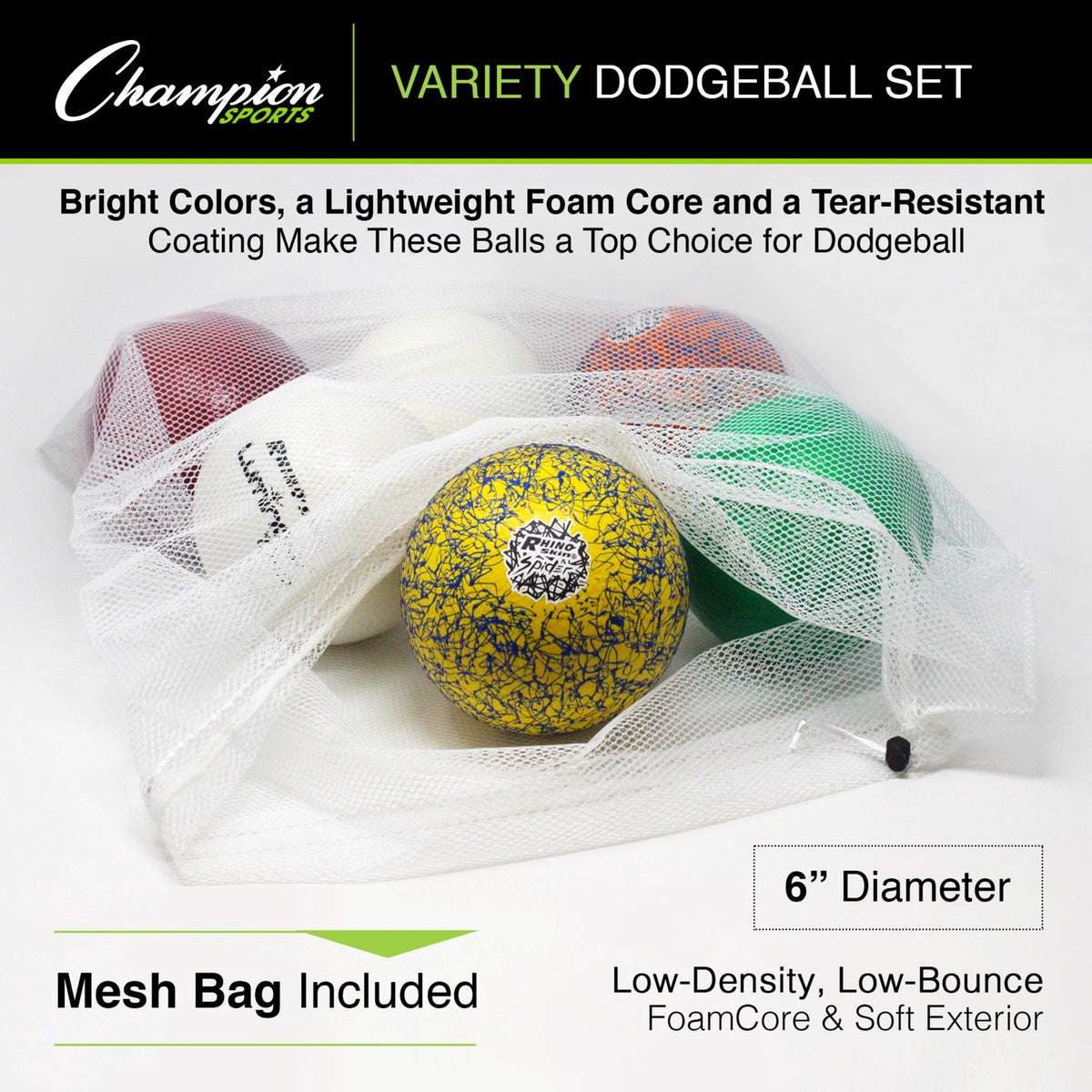 Champion Sports Rhino Skin Variety Dodgeball Set - Set of 6