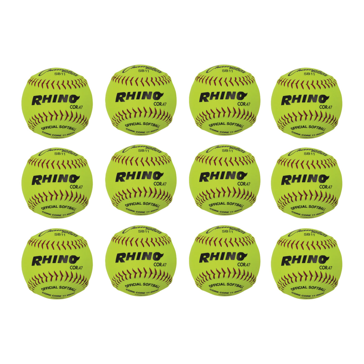 Champion Sports 11" Synthetic Leather Cork Core Softball - Dozen
