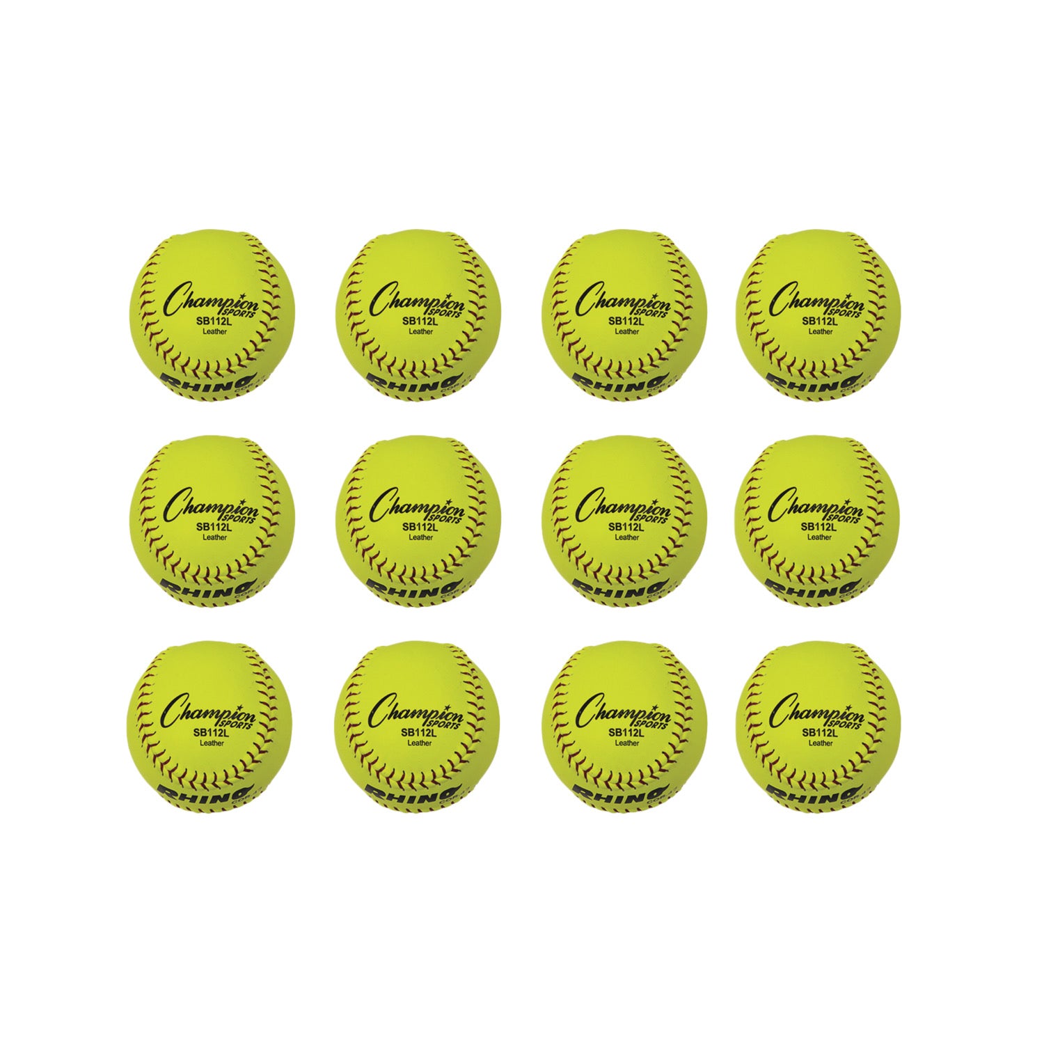 Champion Sports 12" Leather Cork Core Softball - Dozen