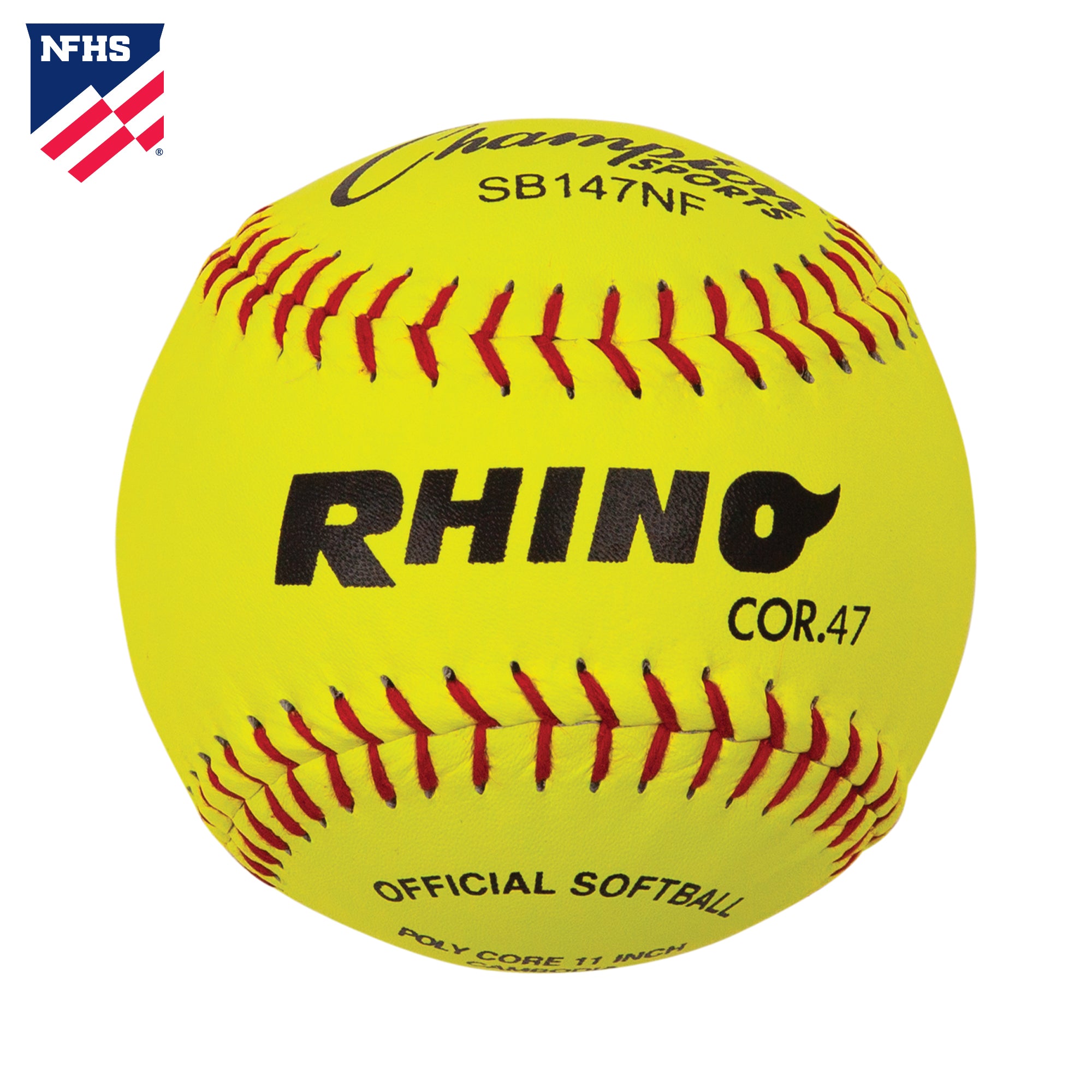 Champion Sports 11" Leather Poly Core Softball, NFHS Approved - Dozen