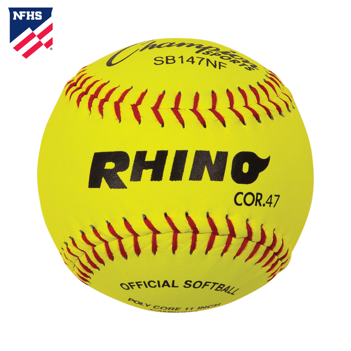 Champion Sports 11" Leather Poly Core Softball, NFHS Approved - Dozen