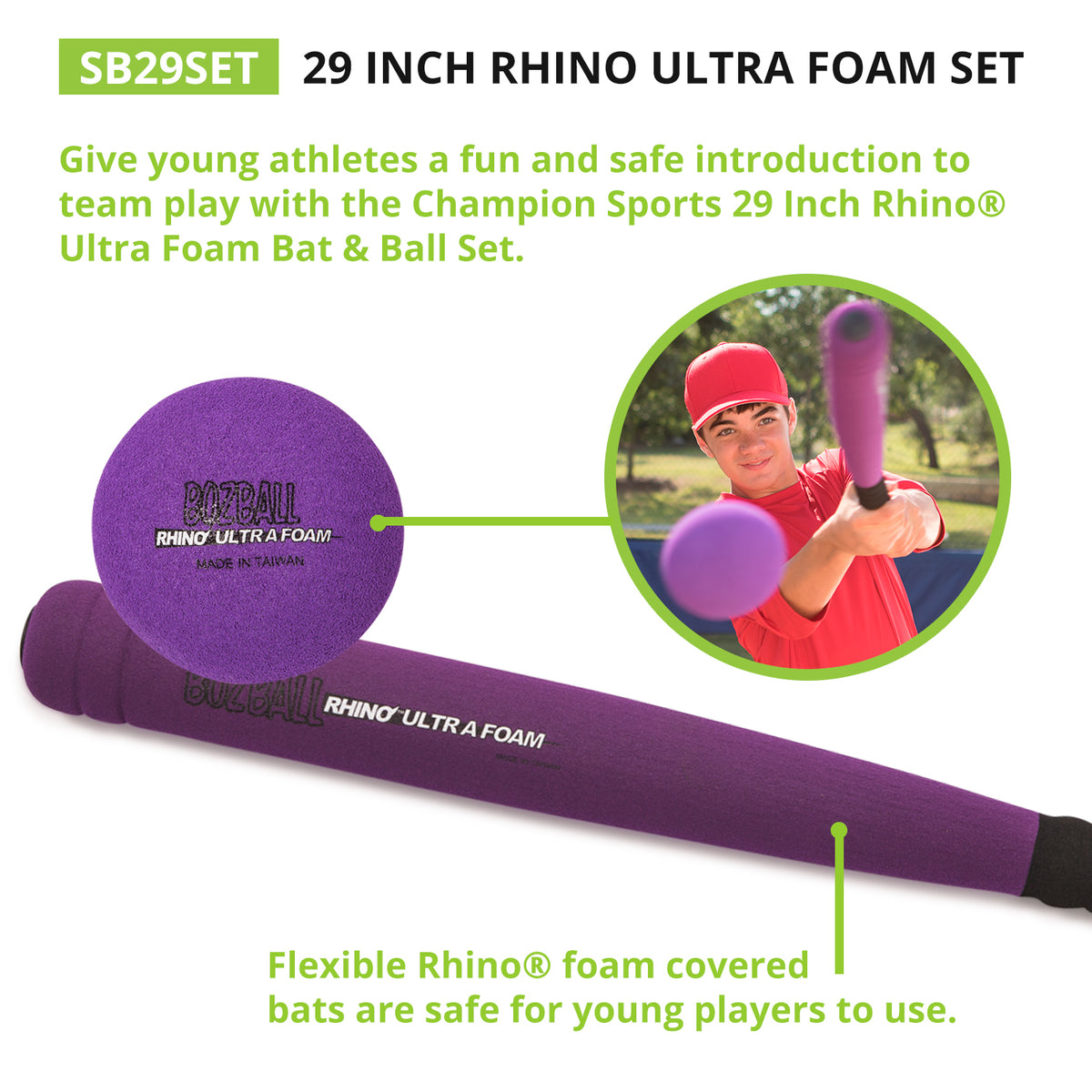 Champion Sports Rhino Ultra 29" Foam Bat and Ball Set