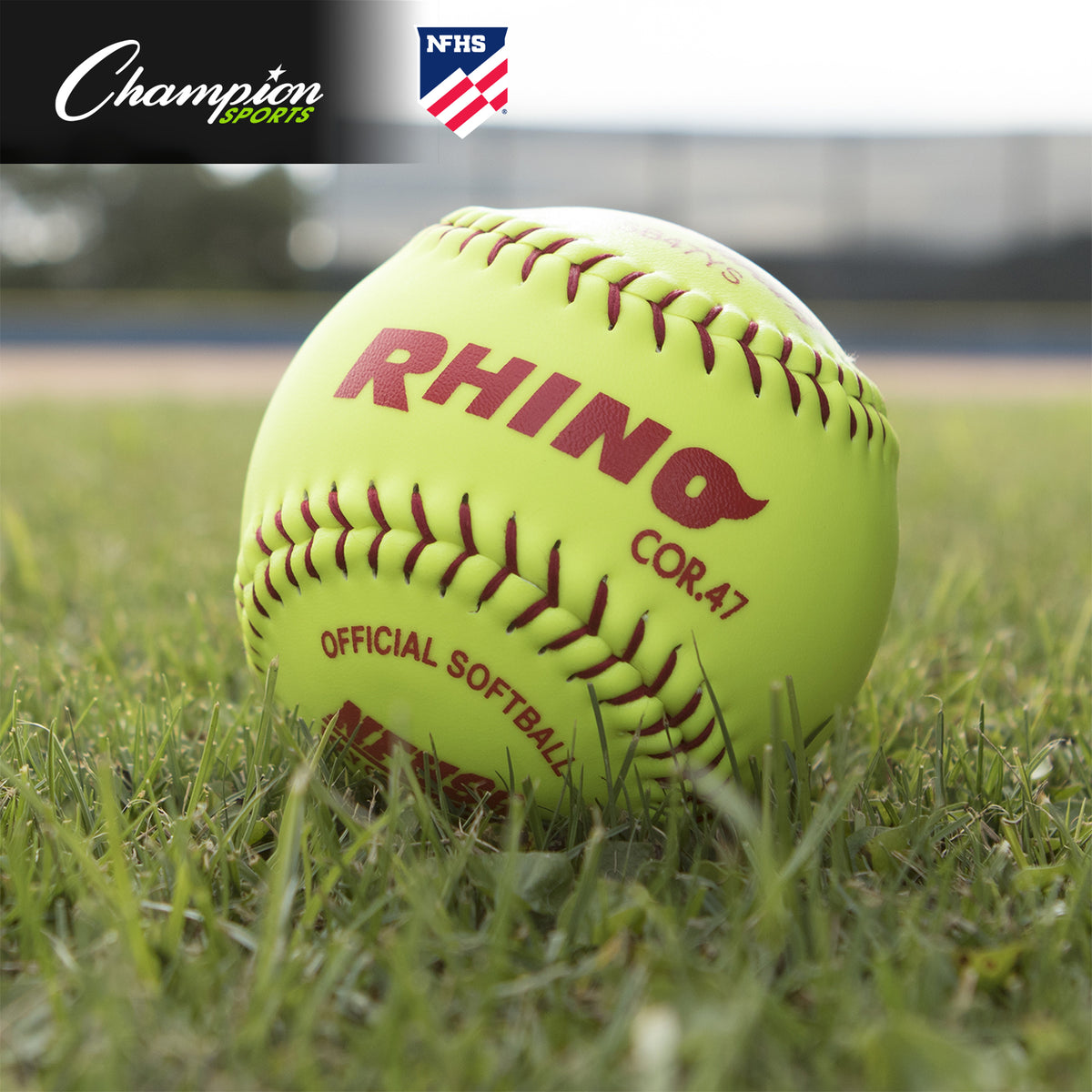 Champion Sports 12" Synthetic Leather Poly Core Softball, NFHS Approved - Dozen