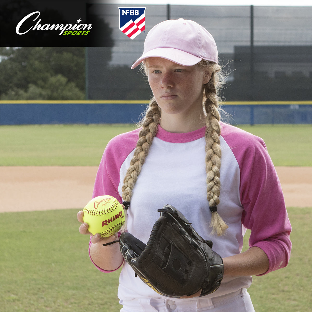 Champion Sports 12" Synthetic Leather Poly Core Softball, NFHS Approved - Dozen