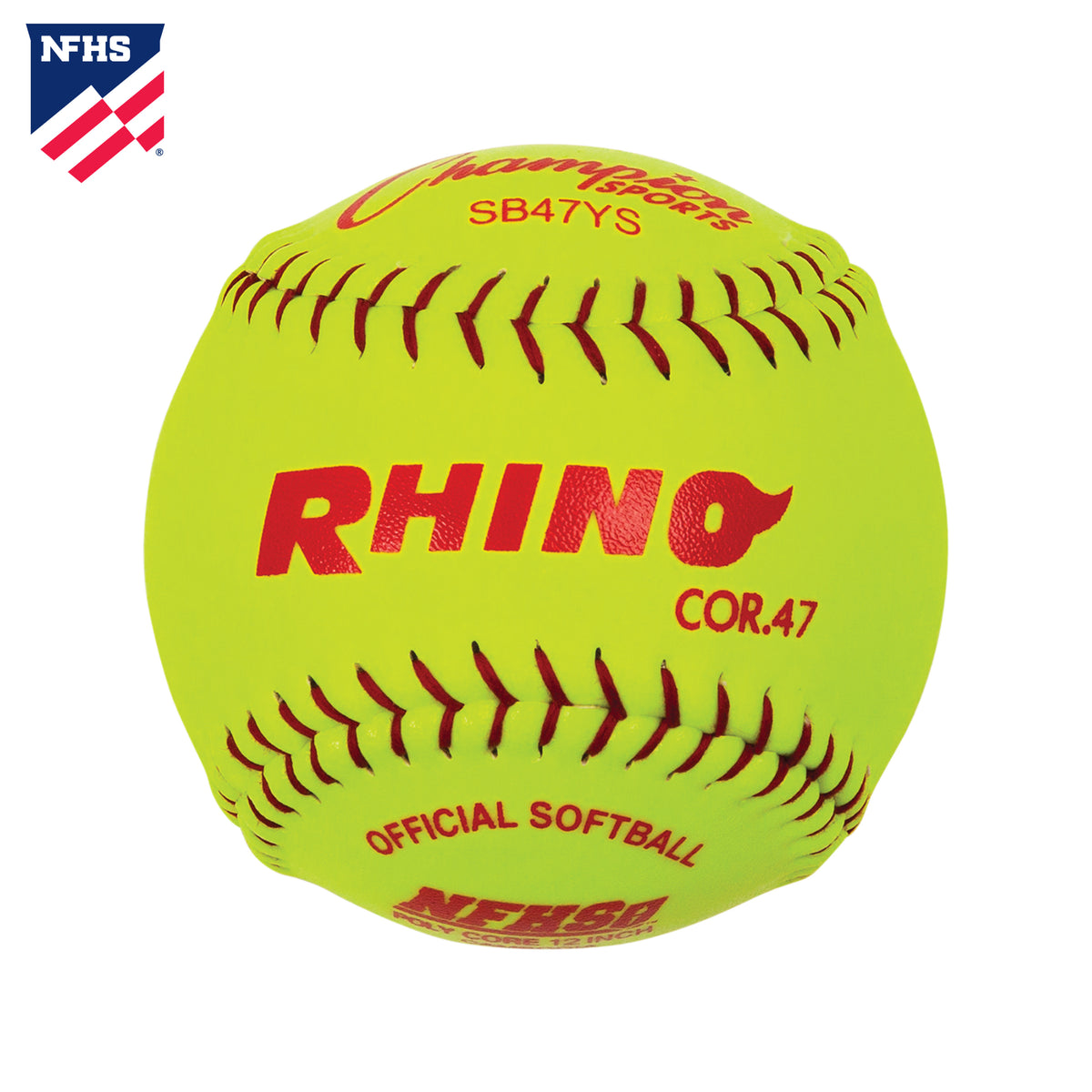 Champion Sports 12" Synthetic Leather Poly Core Softball, NFHS Approved - Dozen