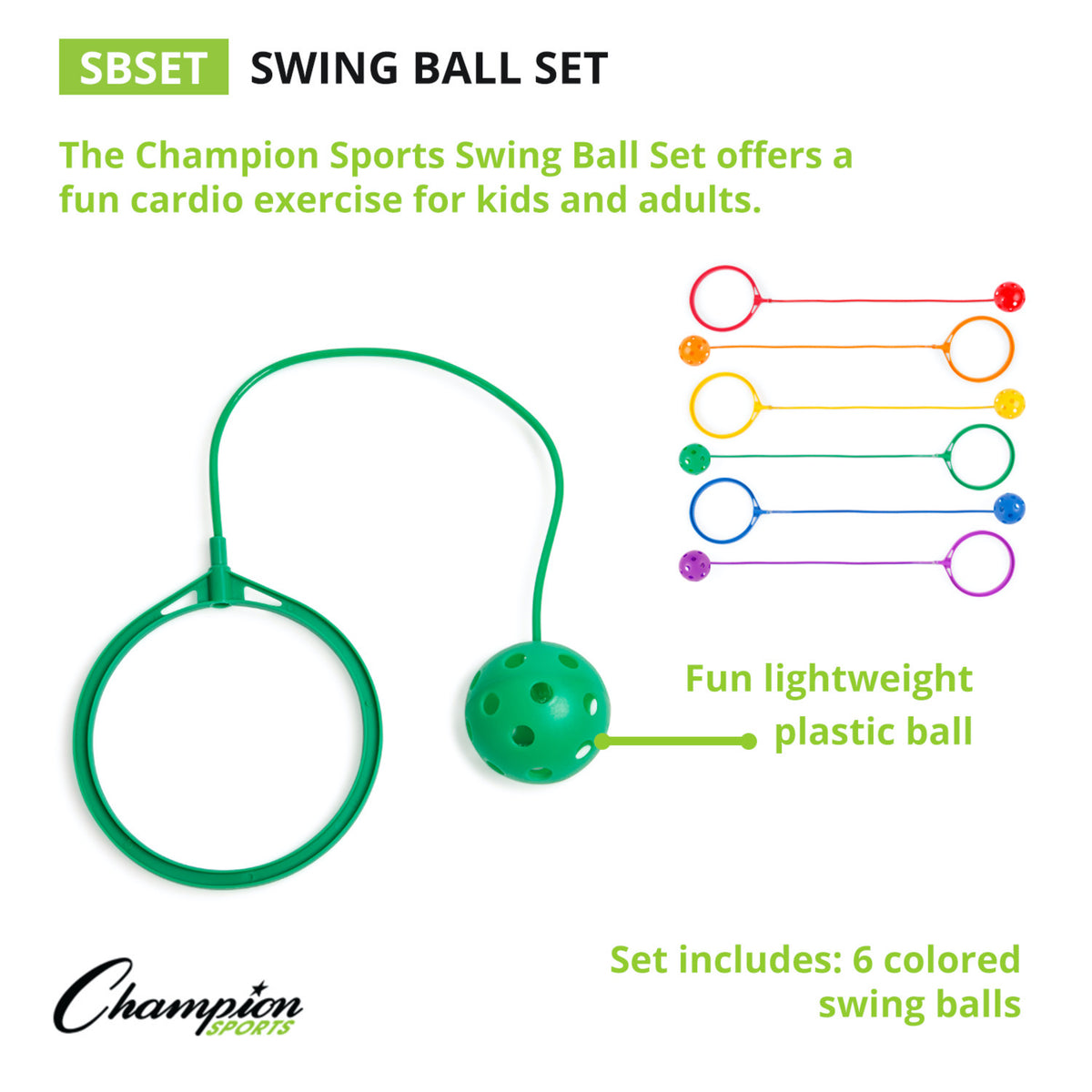 Champion Sports Swing Ball Set - Set of 6