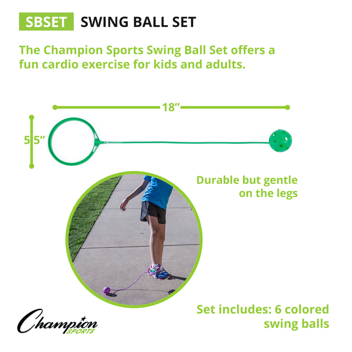Champion Sports Swing Ball Set - Set of 6