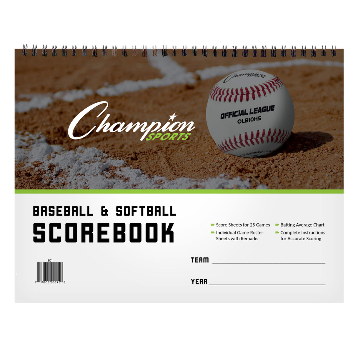 Champion Sports Baseball Score Book