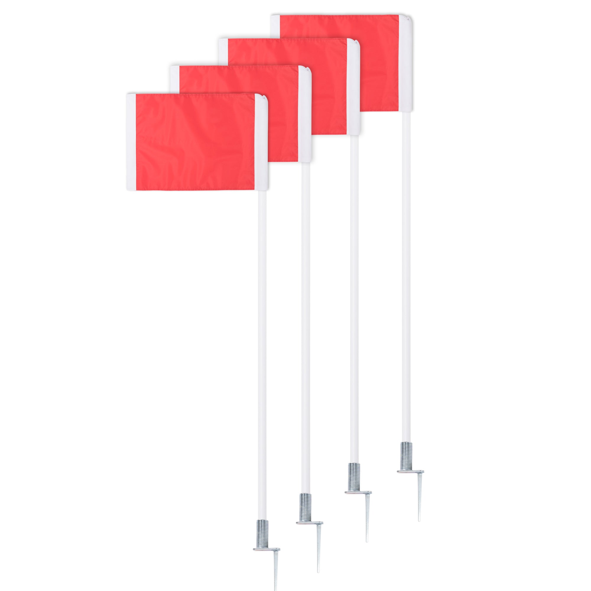 Champion Sports Spring Loaded Steel Peg Soccer Corner Flags - Set of 4