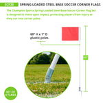 Champion Sports Spring Loaded Steel Peg Soccer Corner Flags - Set of 4