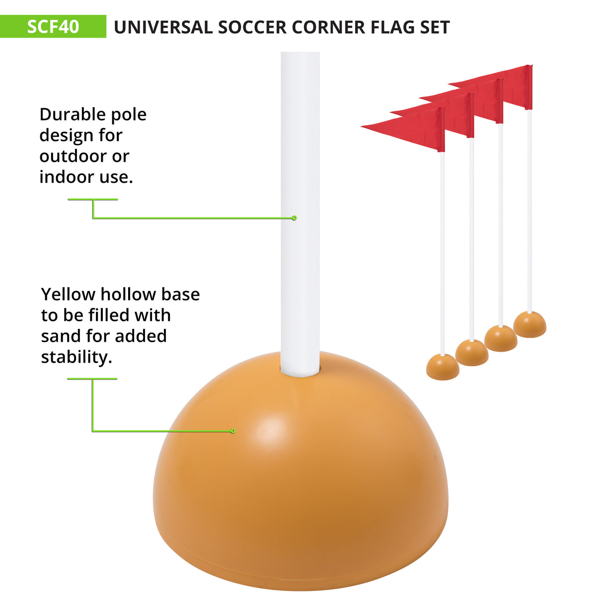 Champion Sports Universal Soccer Corner Flags - Set of 4
