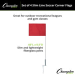 Champion Sports Slim Line Soccer Corner Flags - Set of 4