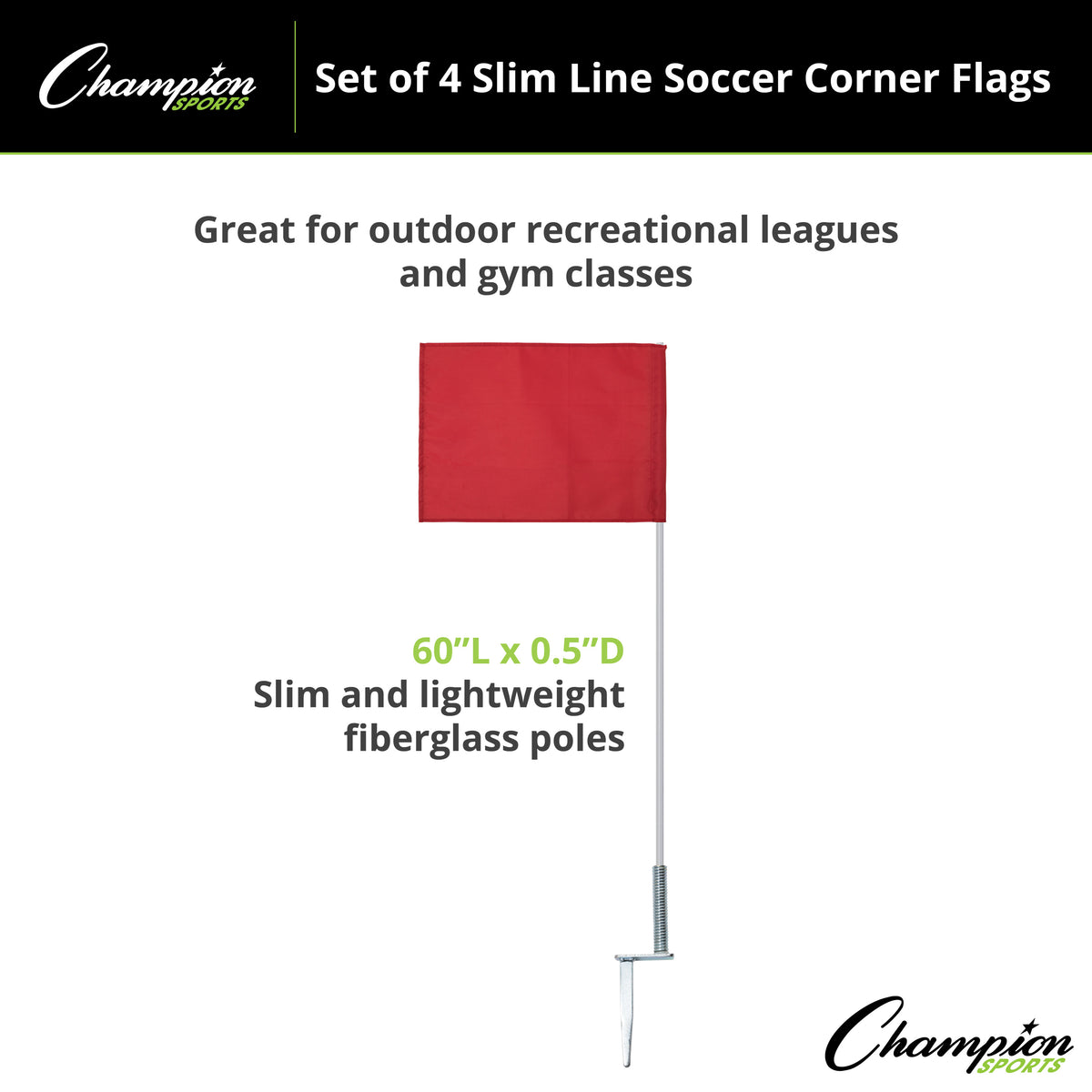 Champion Sports Slim Line Soccer Corner Flags - Set of 4