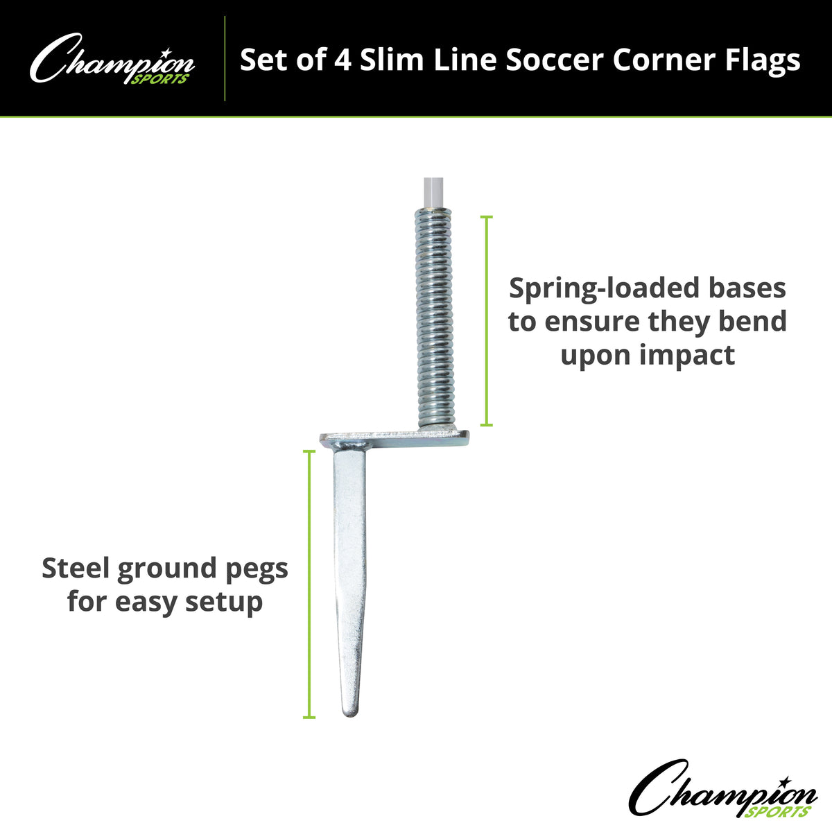 Champion Sports Slim Line Soccer Corner Flags - Set of 4