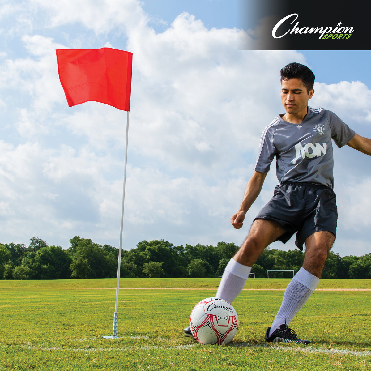 Champion Sports Slim Line Soccer Corner Flags - Set of 4