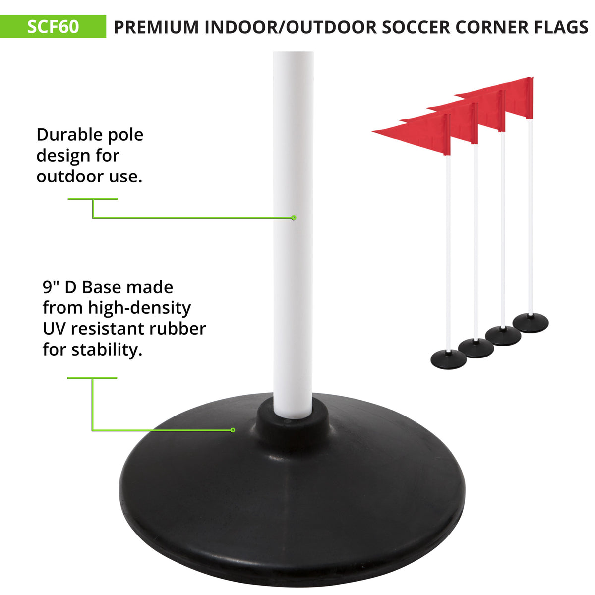 Champion Sports Premium Soccer Corner Flags - Set of 4