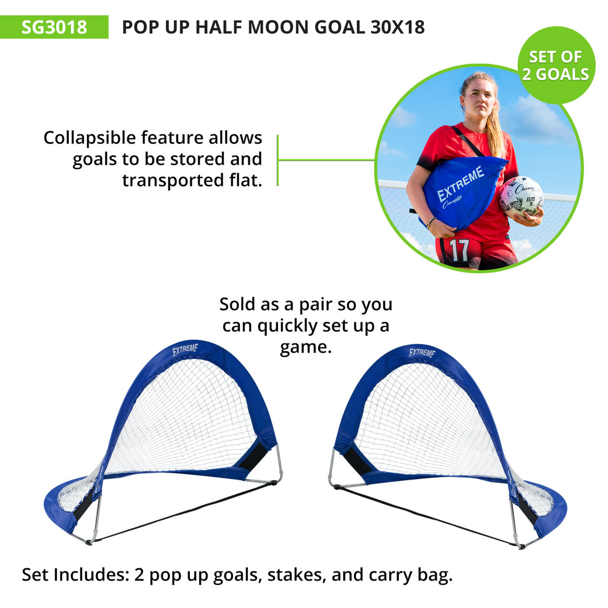 Champion Sports Extreme Soccer Portable Pop-Up Goals - Pair